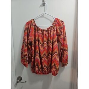 R Rouge Shirt Womens Med Orange Aztec Indie Style Bohemian Dophmine Dressing